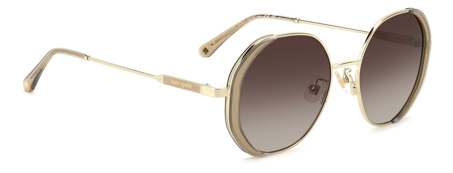 Sunglasses Kate Spade Ks Aeris/F 207630 4S4 LA color crystal gold glitter shape rectangle lenses brown shaded polarized