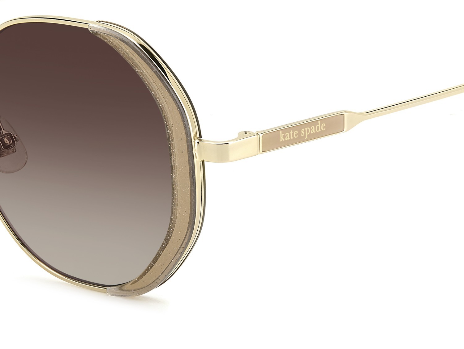 Sunglasses Kate Spade Ks Aeris/F 207630 4S4 LA color crystal gold glitter shape rectangle lenses brown shaded polarized