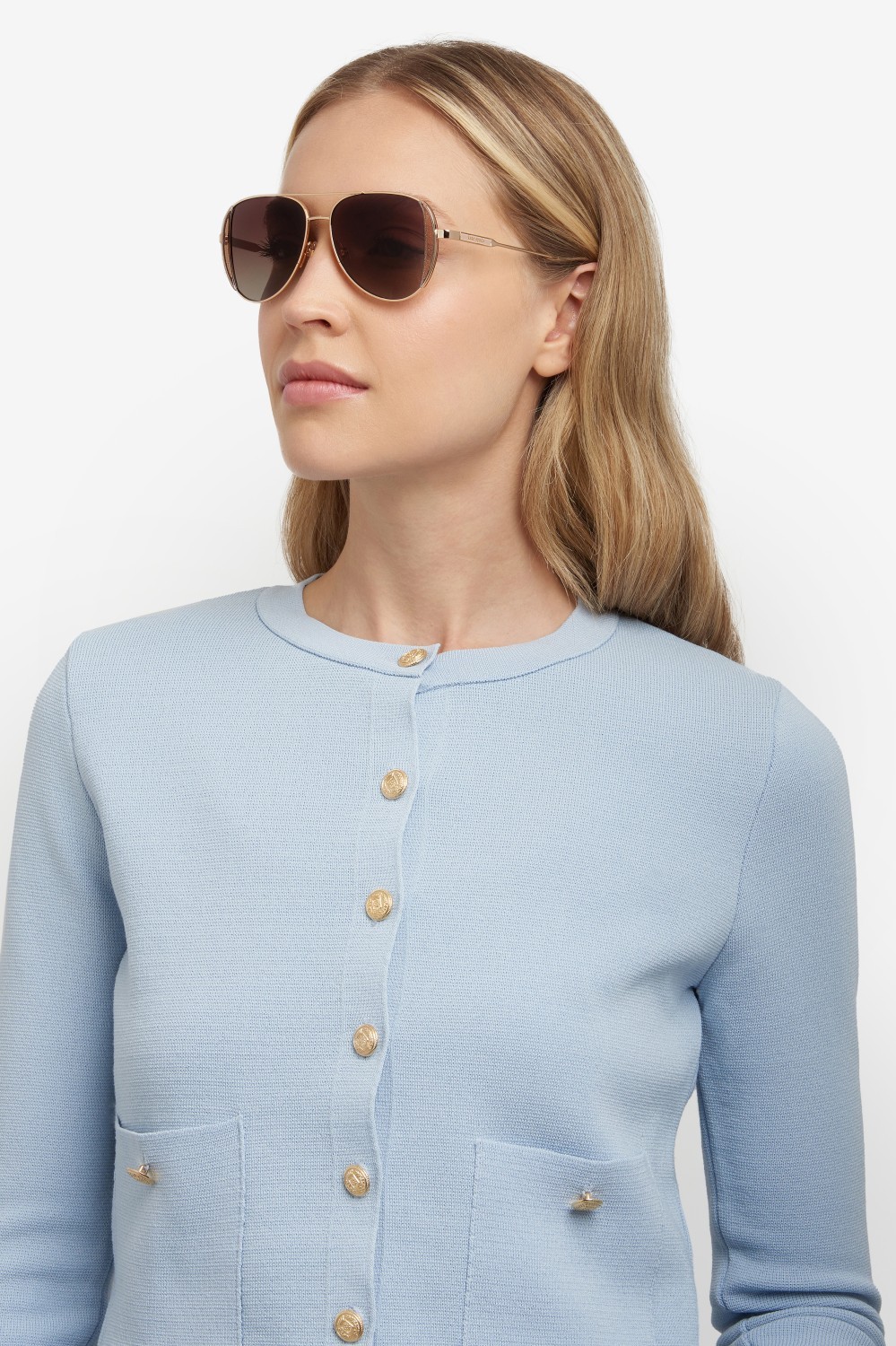 Sonnenbrillen Kate Spade Ks Navy/G 207633 4S4 LA farbe crystal gold glitter form navigator gläser brown shaded polarized