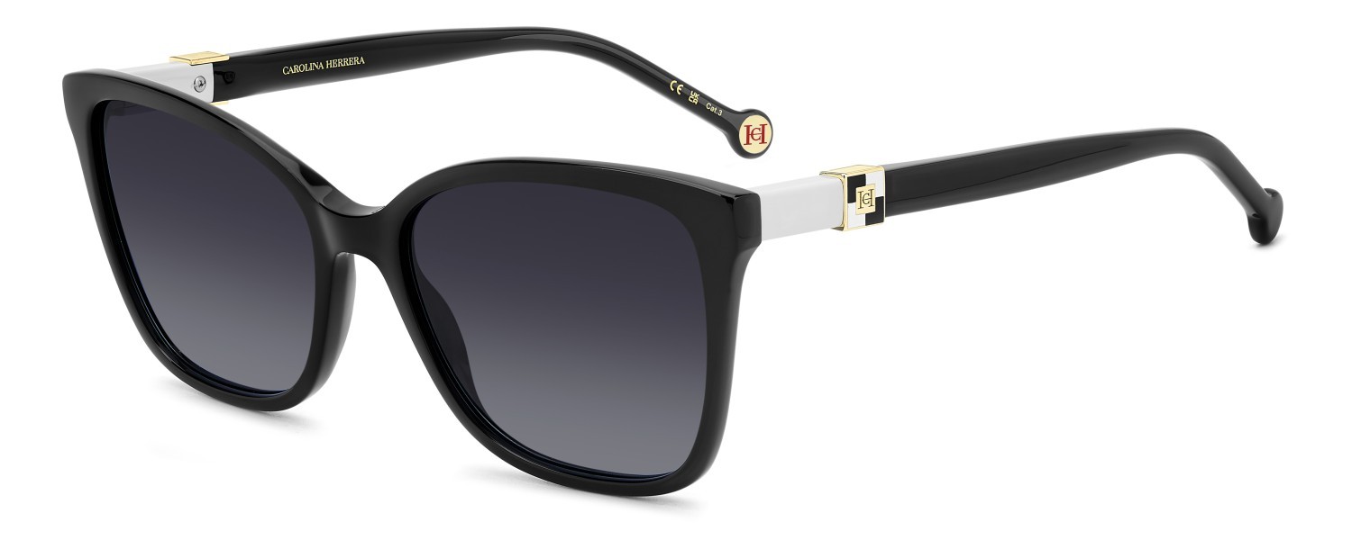 Occhiali da sole Carolina Herrera Her 0273/S 207639 807 9O colore black forma rettangolare lenti dark grey shaded