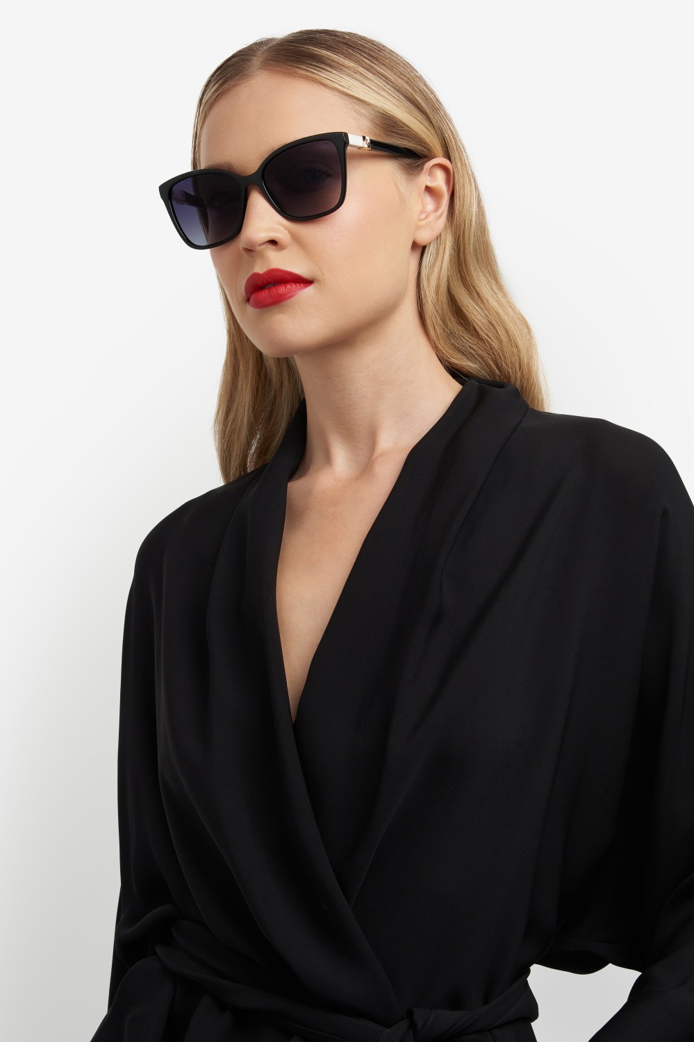 Occhiali da sole Carolina Herrera Her 0273/S 207639 807 9O colore black forma rettangolare lenti dark grey shaded