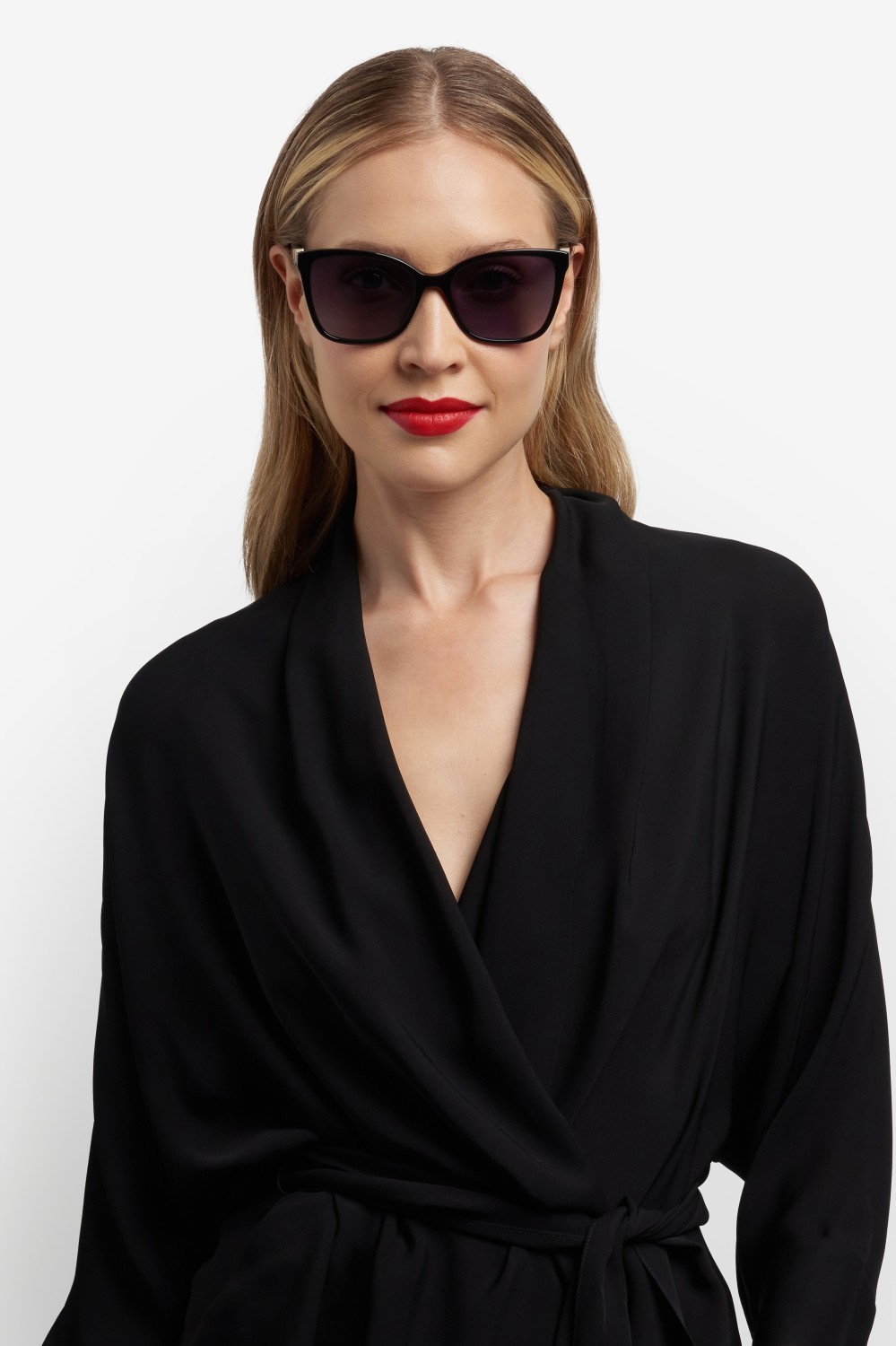Occhiali da sole Carolina Herrera Her 0273/S 207639 807 9O colore black forma rettangolare lenti dark grey shaded