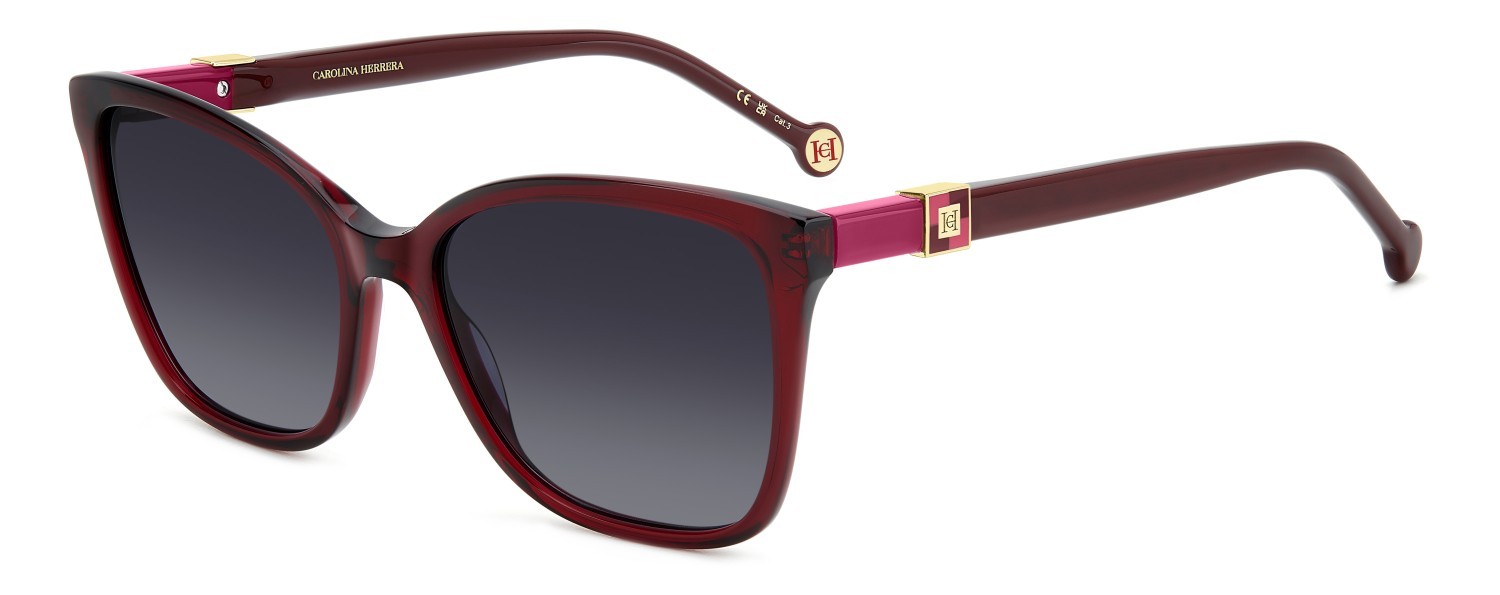 Sonnenbrillen Carolina Herrera Her 0273/S 207639 LHF 9O farbe burgundy form rechteckig gläser dark grey shaded
