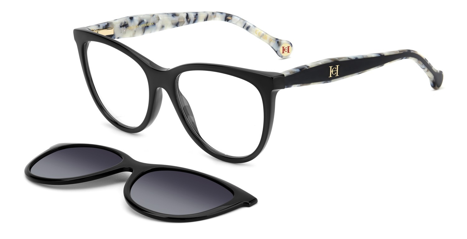 Eyeglasses Carolina Herrera Her 0259/CS 207641 807 color black shape cat eye lenses grey shaded polarized