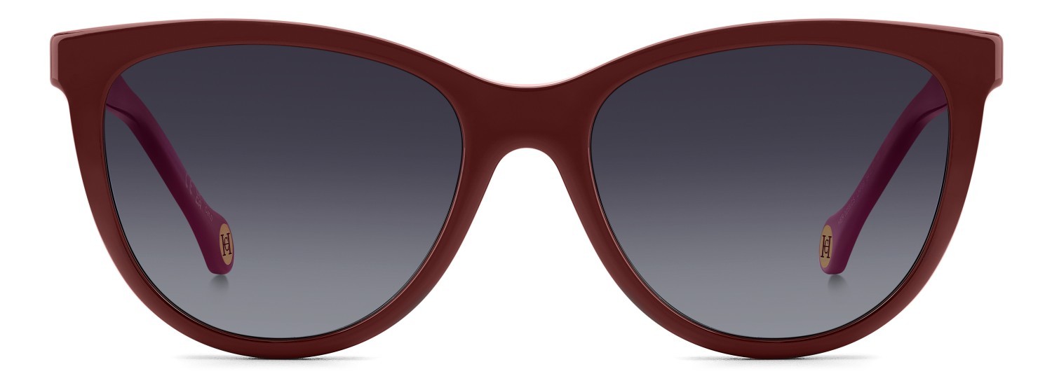 Eyeglasses Carolina Herrera Her 0259/CS 207641 LHF color burgundy shape cat eye lenses grey shaded polarized