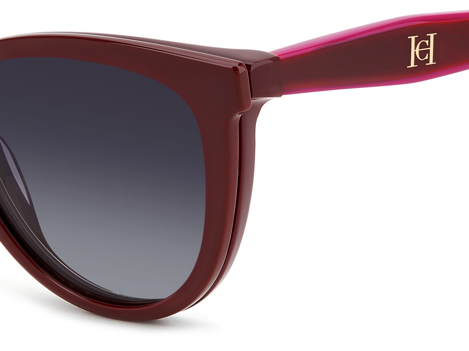 Eyeglasses Carolina Herrera Her 0259/CS 207641 LHF color burgundy shape cat eye lenses grey shaded polarized