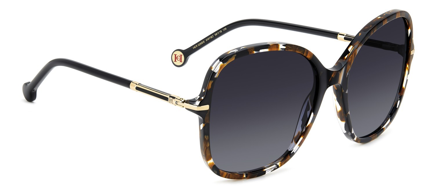Sonnenbrillen Carolina Herrera Her 0269/S 207642 XWY 9O farbe black havana gold form quadratisch gläser dark grey shaded