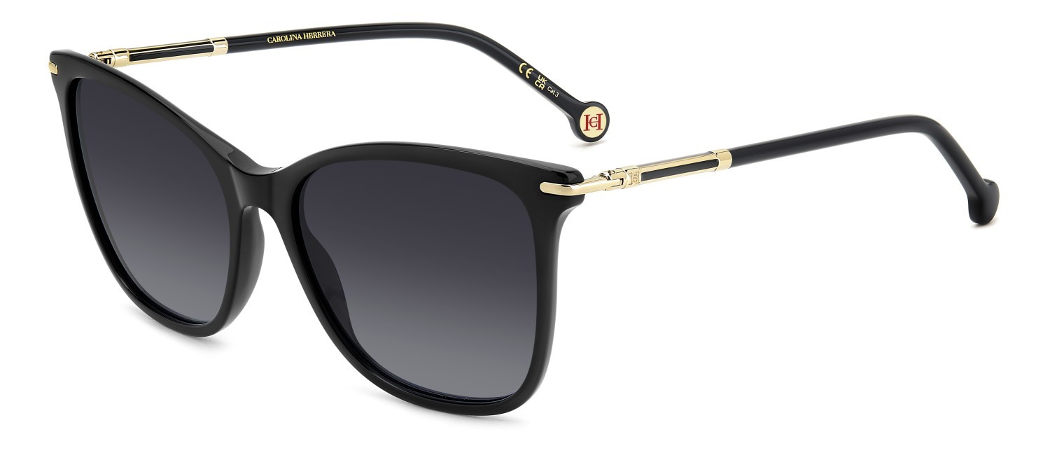 Occhiali da sole Carolina Herrera Her 0268/S 207644 807 9O colore black forma rettangolare lenti dark grey shaded