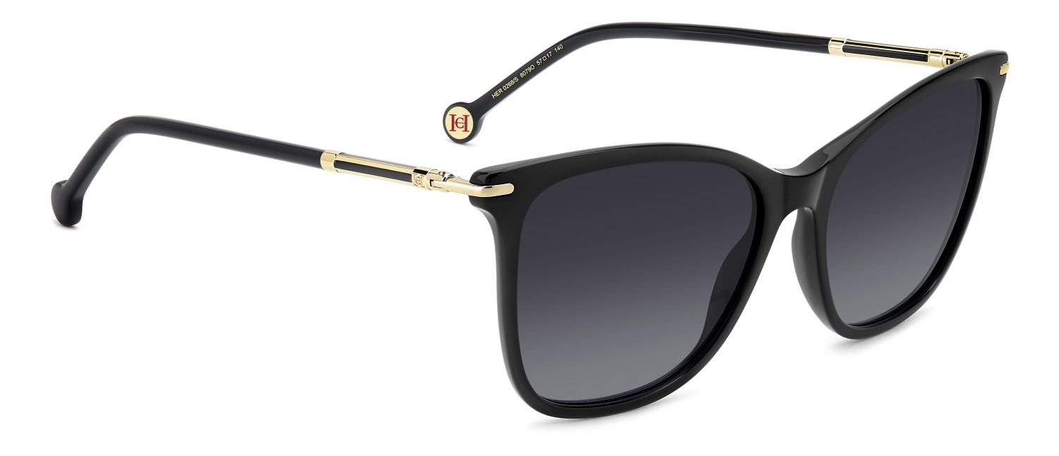 Occhiali da sole Carolina Herrera Her 0268/S 207644 807 9O colore black forma rettangolare lenti dark grey shaded