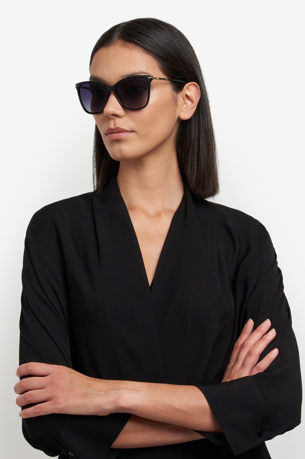 Occhiali da sole Carolina Herrera Her 0268/S 207644 807 9O colore black forma rettangolare lenti dark grey shaded