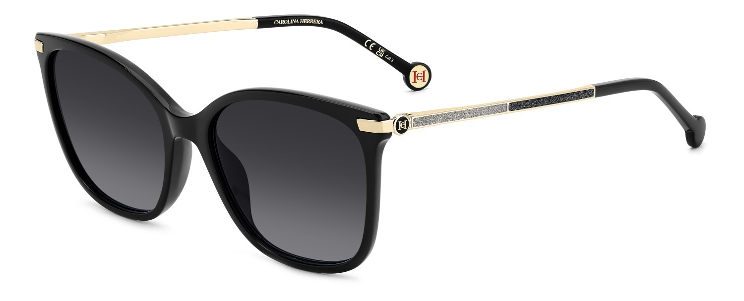 Occhiali da sole Carolina Herrera Her 0261/G 207645 807 9O colore black forma rettangolare lenti dark grey shaded