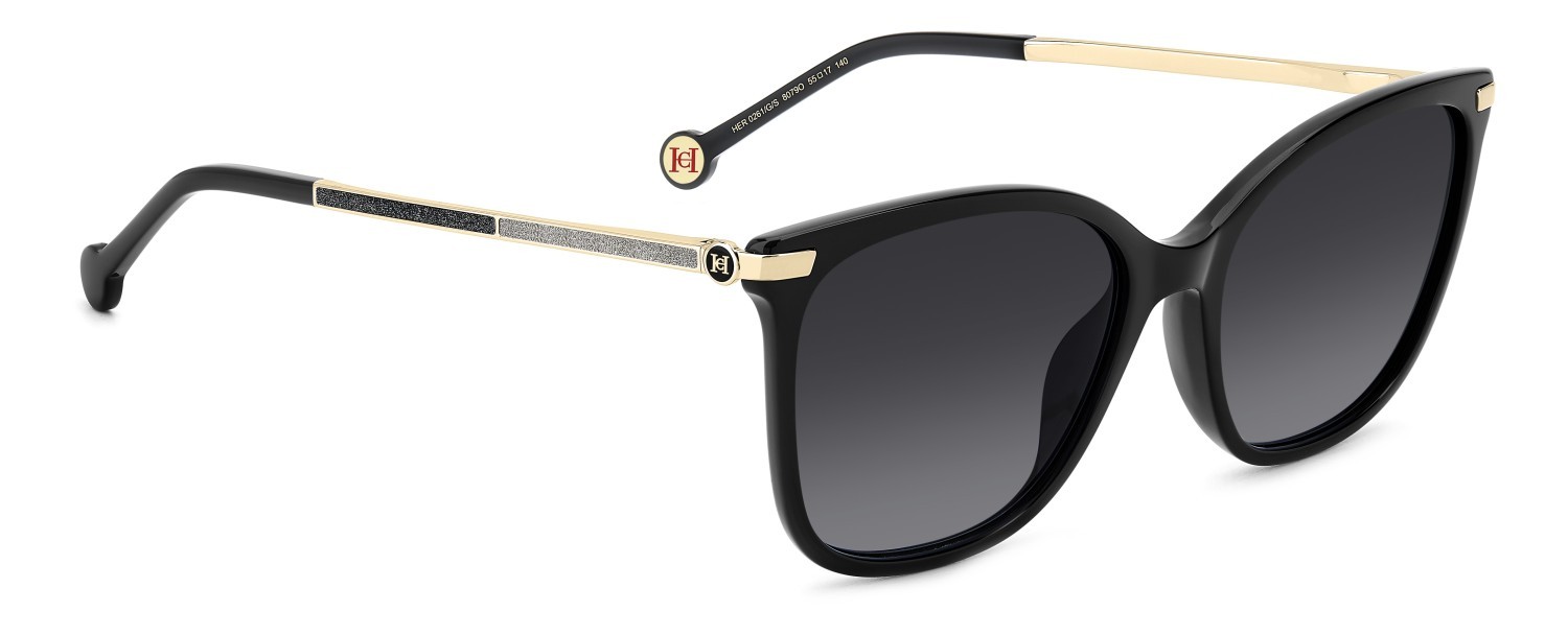 Occhiali da sole Carolina Herrera Her 0261/G 207645 807 9O colore black forma rettangolare lenti dark grey shaded