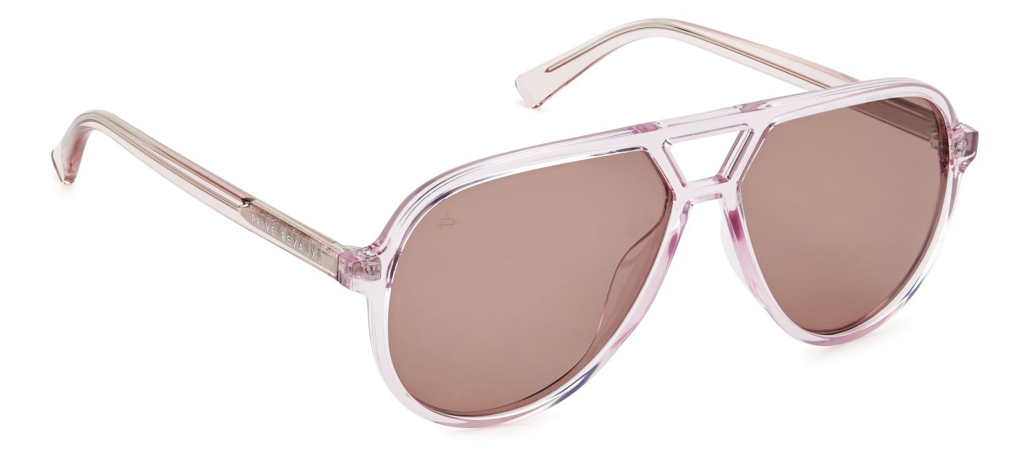Sunglasses Privé Revaux Vault/S 207656 3DV 0F color crystal pink shape aviator lenses pink polarized