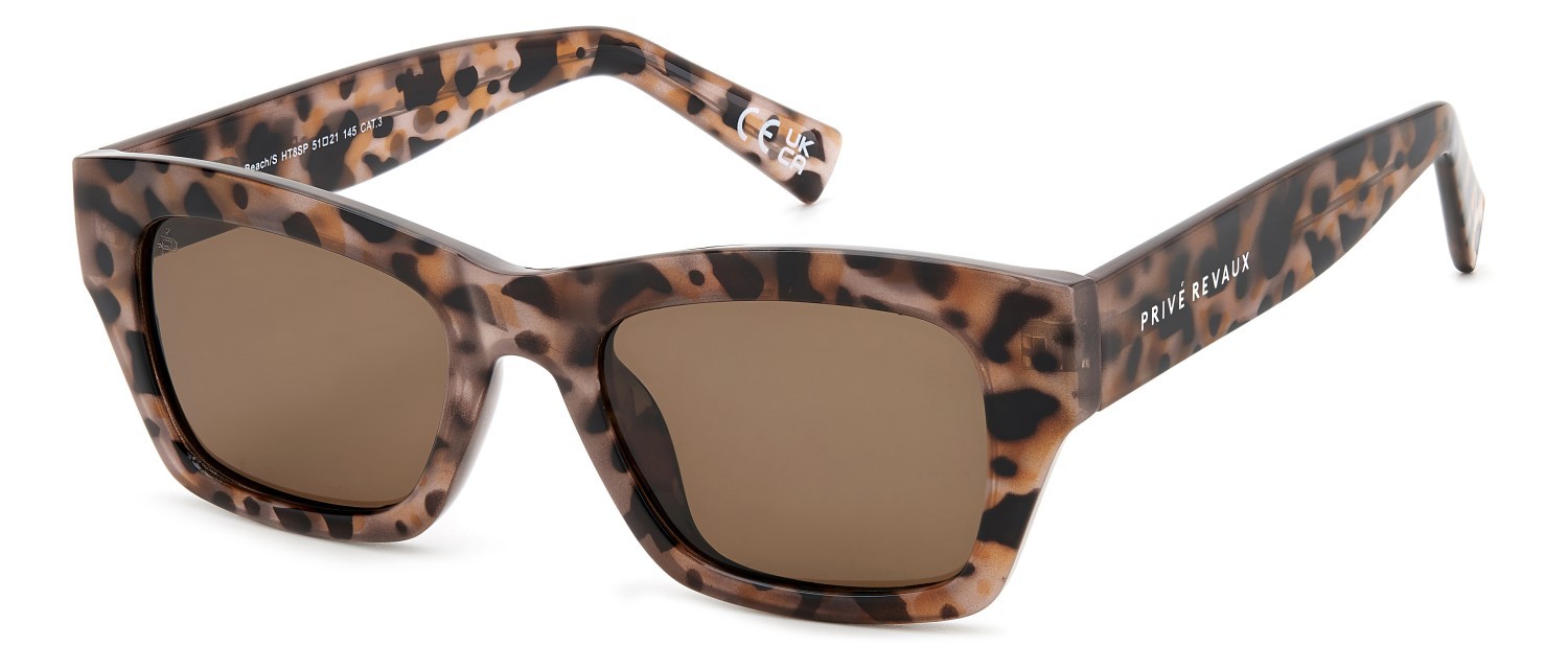 Sunglasses Privé Revaux Cocoa Beach/S 207658 HT8 SP color pink havana shape rectangle lenses bronze polarized