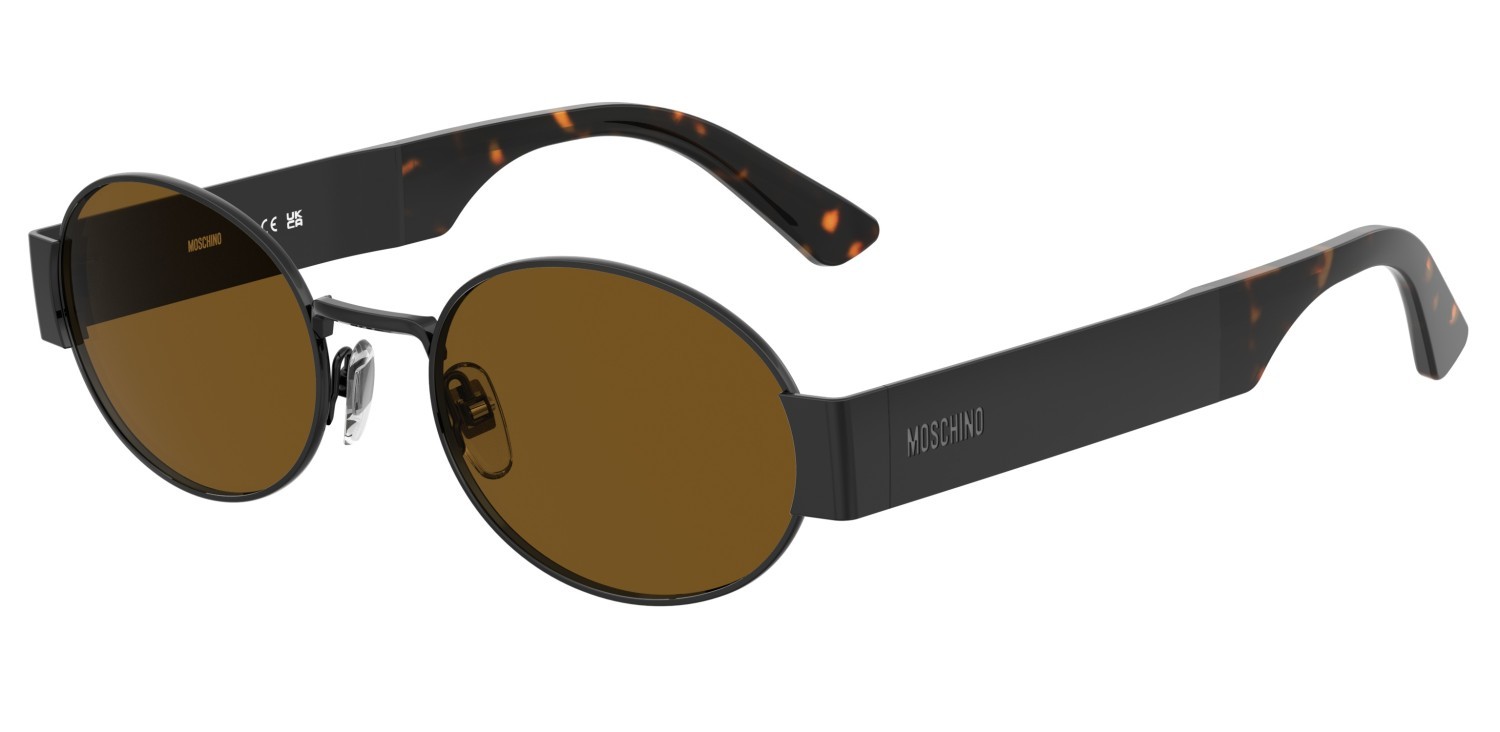 Occhiali da sole Moschino Mos185/S 207691 807 70 colore black forma ovale lenti brown