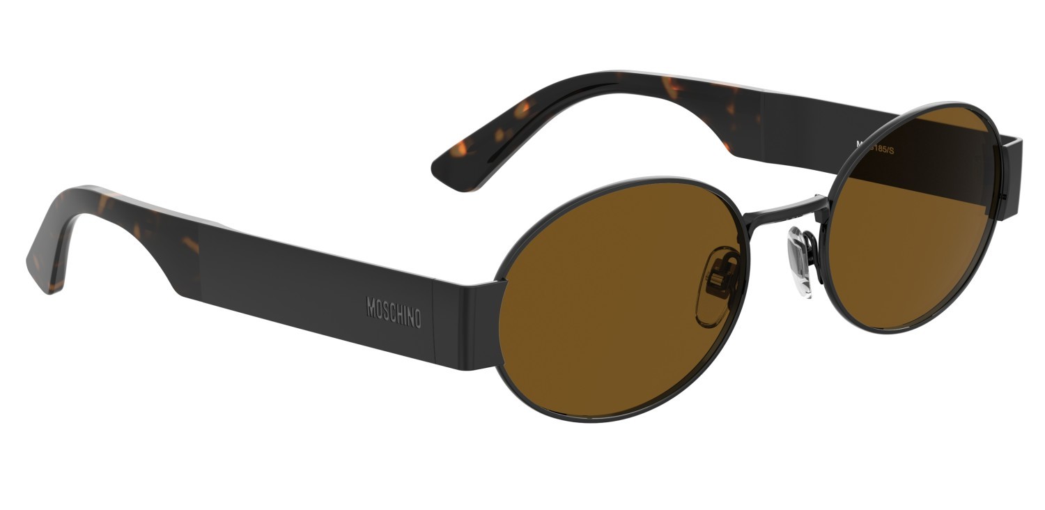 Occhiali da sole Moschino Mos185/S 207691 807 70 colore black forma ovale lenti brown