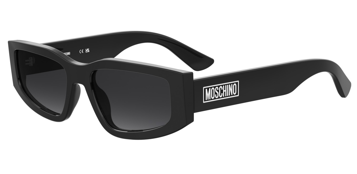 Occhiali da sole Moschino Mos186/S 207693 807 9O colore black forma rettangolare lenti dark grey shaded