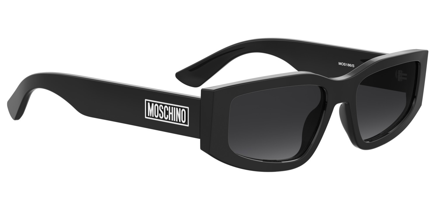 Occhiali da sole Moschino Mos186/S 207693 807 9O colore black forma rettangolare lenti dark grey shaded