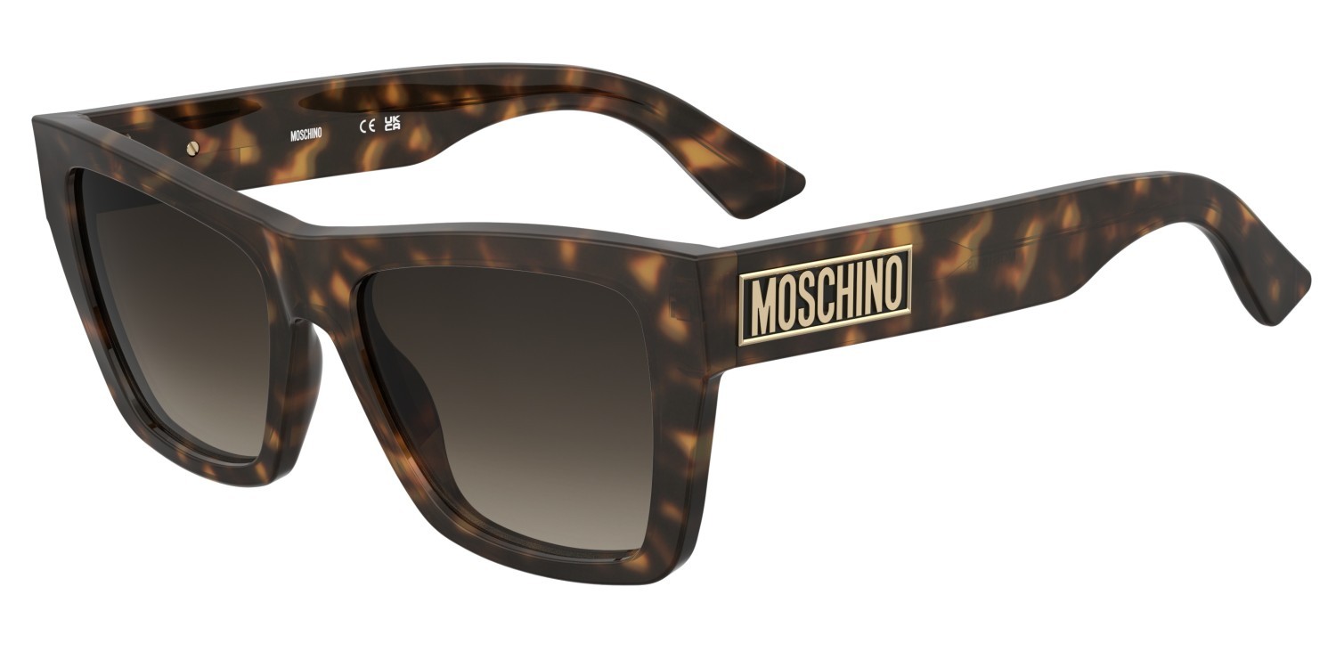 Occhiali da sole Moschino Mos181/S 207698 086 HA colore havana forma rettangolare lenti brown shaded