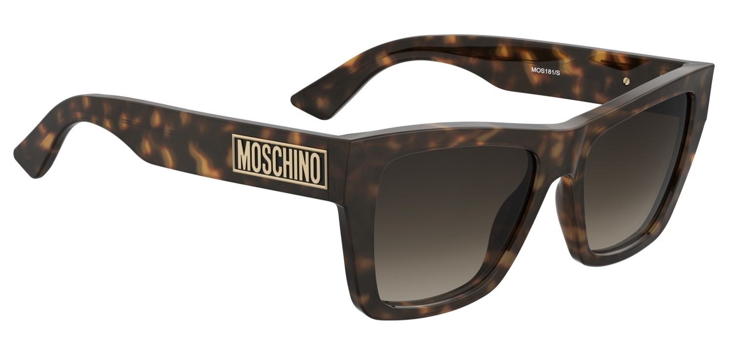 Occhiali da sole Moschino Mos181/S 207698 086 HA colore havana forma rettangolare lenti brown shaded