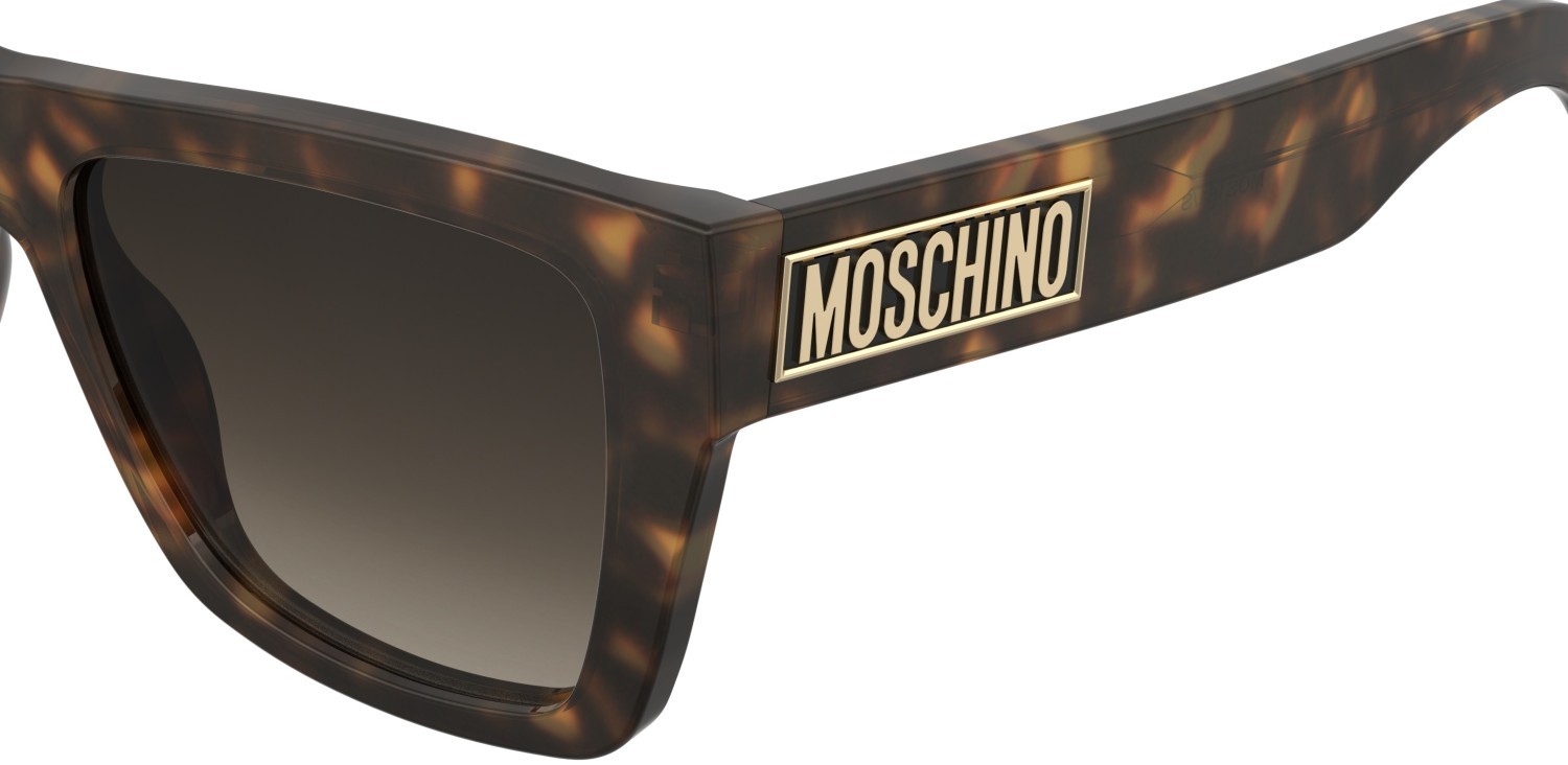 Occhiali da sole Moschino Mos181/S 207698 086 HA colore havana forma rettangolare lenti brown shaded