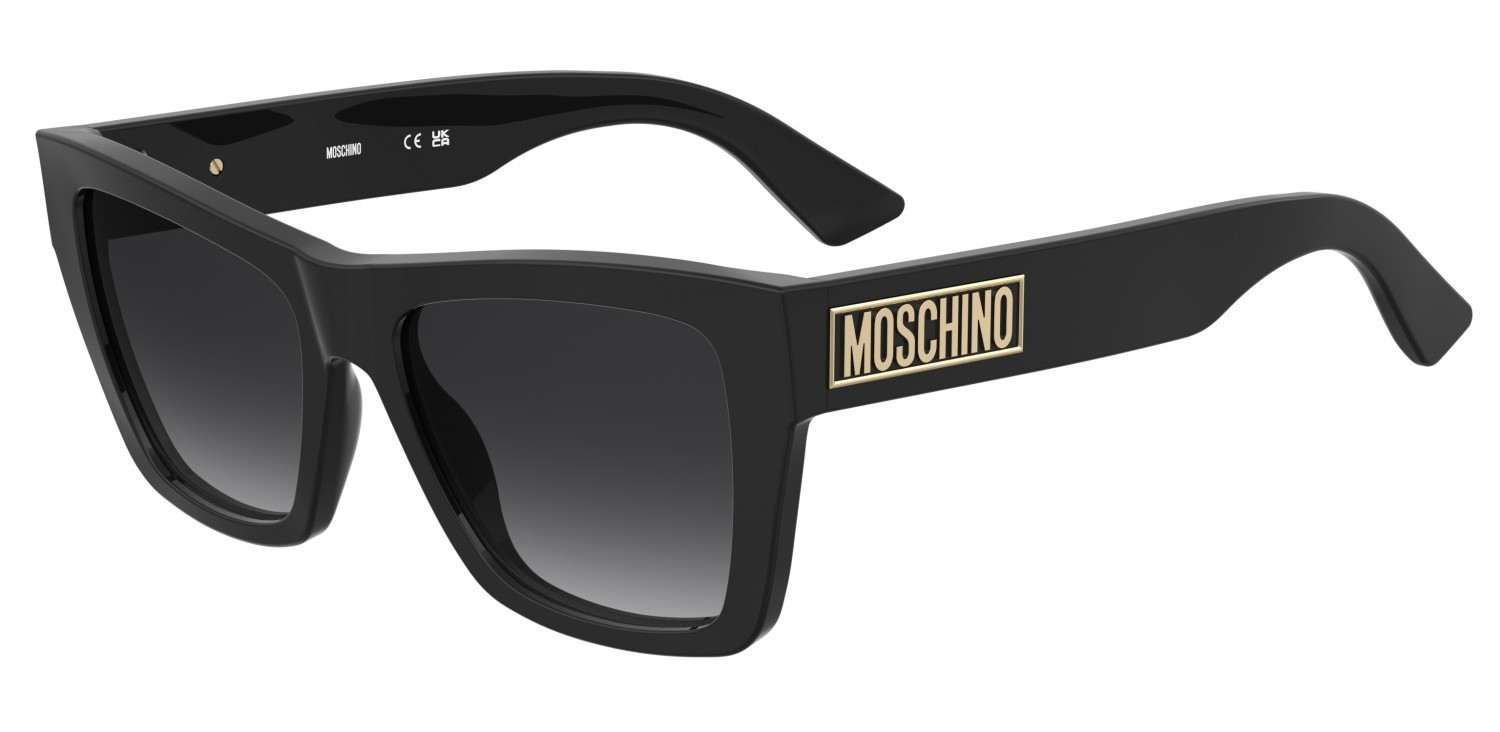 Occhiali da sole Moschino Mos181/S 207698 807 9O colore black forma rettangolare lenti dark grey shaded
