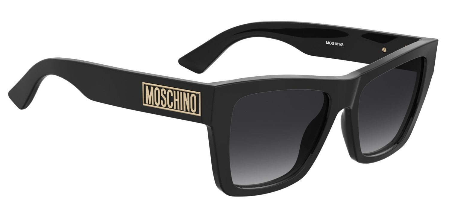 Occhiali da sole Moschino Mos181/S 207698 807 9O colore black forma rettangolare lenti dark grey shaded