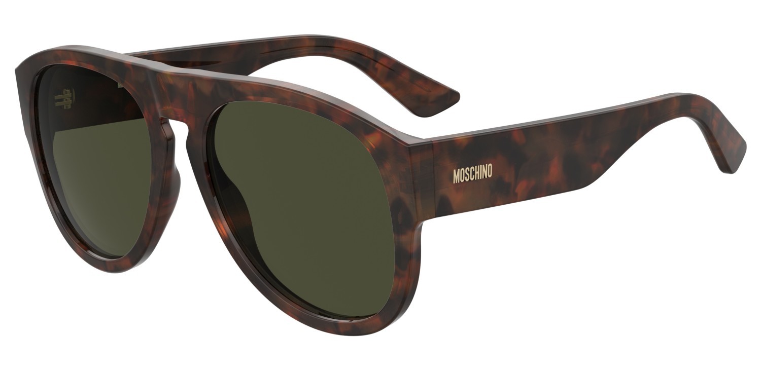 Occhiali da sole Moschino Mos176/S 207699 086 QT colore havana forma aviator lenti green