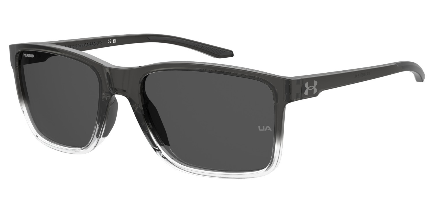 Sunglasses Under Armour Ua Hustle Xl 207704 FS2 M9 color grey shaded crystal shape rectangle lenses grey polarized