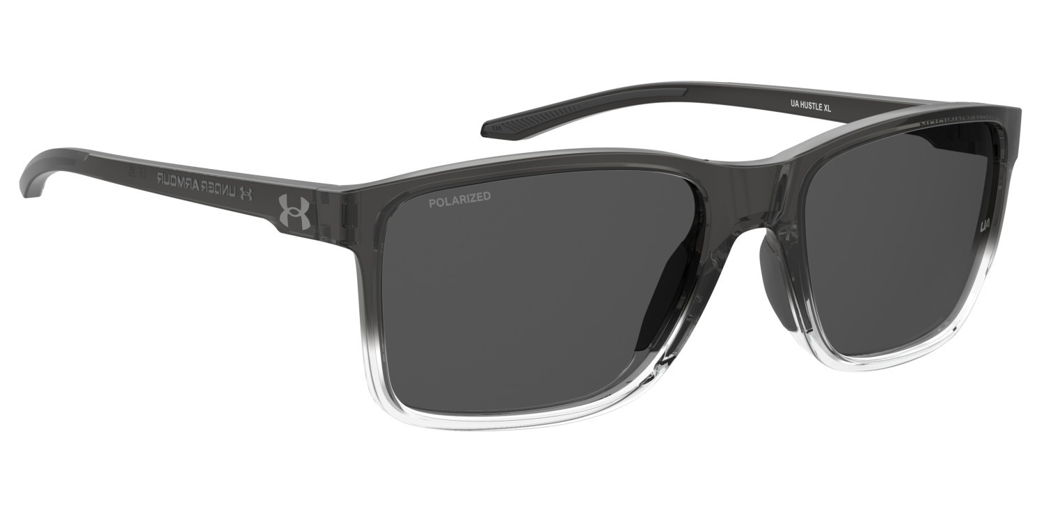 Sunglasses Under Armour Ua Hustle Xl 207704 FS2 M9 color grey shaded crystal shape rectangle lenses grey polarized