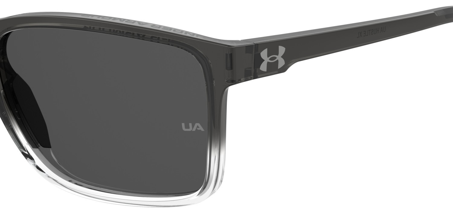 Sunglasses Under Armour Ua Hustle Xl 207704 FS2 M9 color grey shaded crystal shape rectangle lenses grey polarized