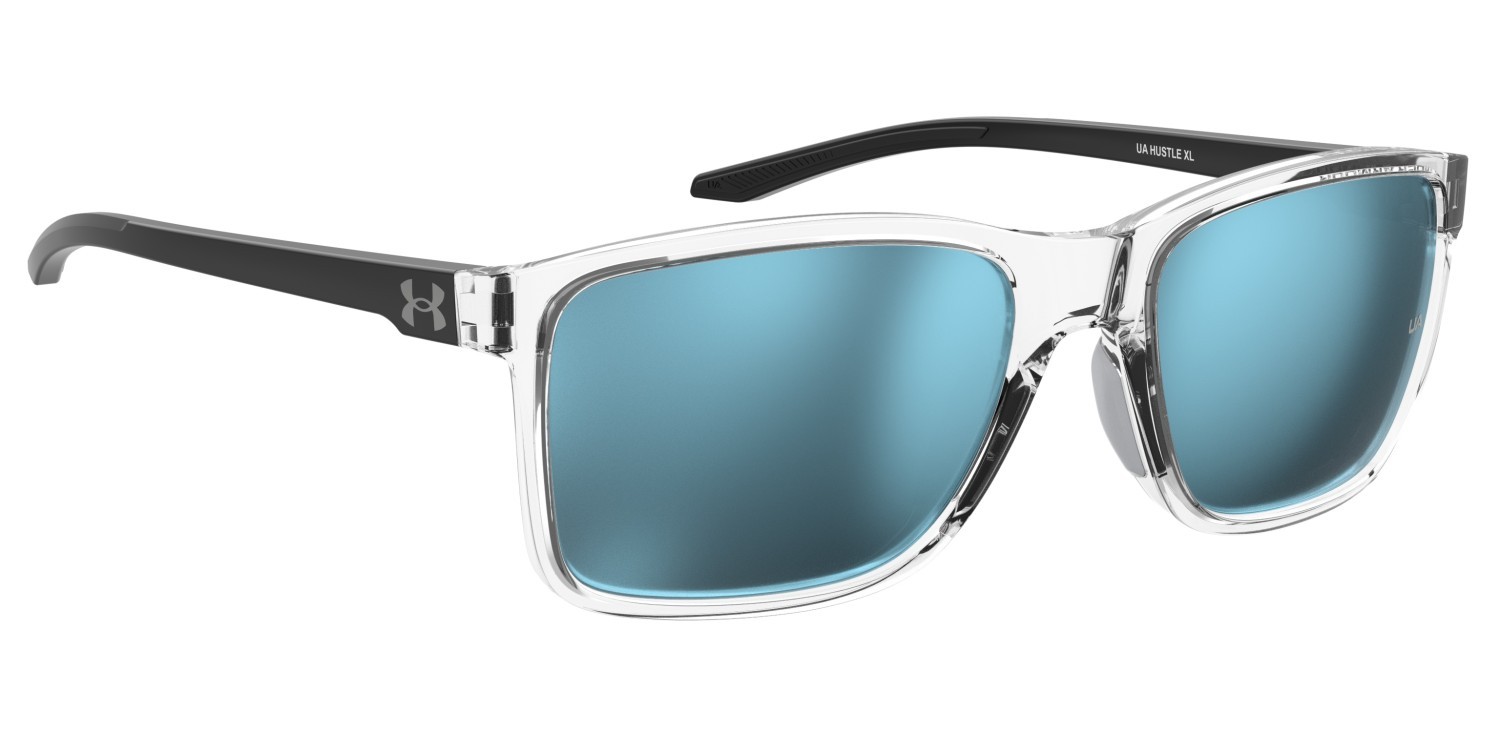 Sunglasses Under Armour Ua Hustle Xl 207704 MNG Z0 color crystal black shape rectangle lenses blue multilayer