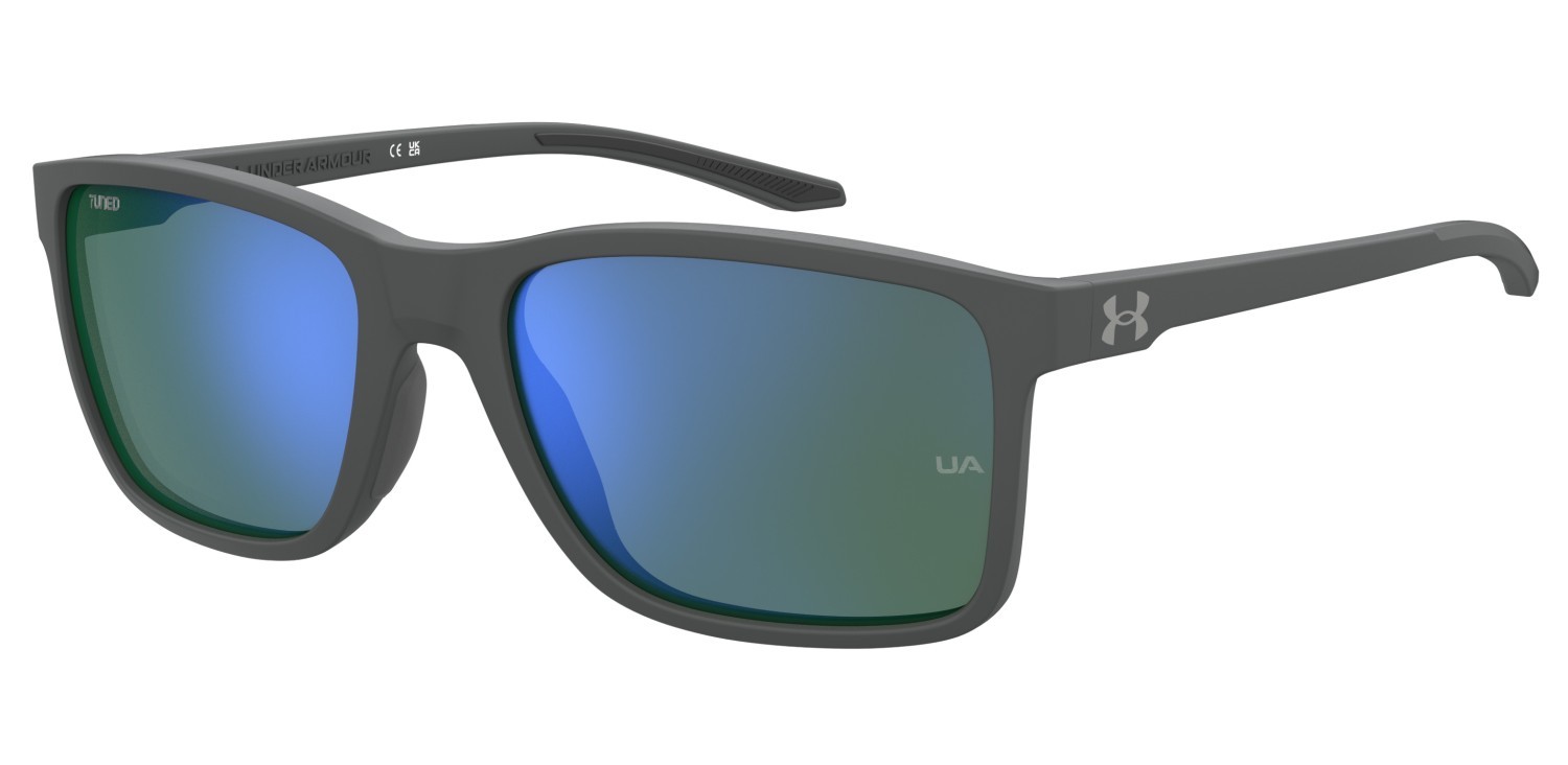 Sunglasses Under Armour Ua Hustle Xl 207704 RIW V8 color matte grey shape rectangle lenses green multilayer oleophobic