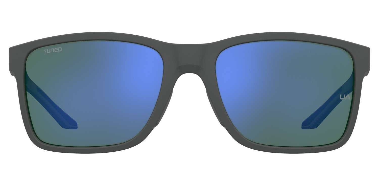 Sunglasses Under Armour Ua Hustle Xl 207704 RIW V8 color matte grey shape rectangle lenses green multilayer oleophobic