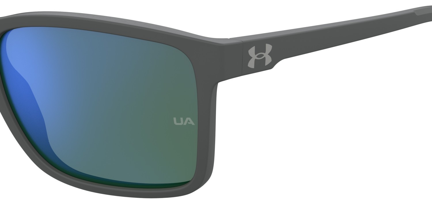 Sunglasses Under Armour Ua Hustle Xl 207704 RIW V8 color matte grey shape rectangle lenses green multilayer oleophobic