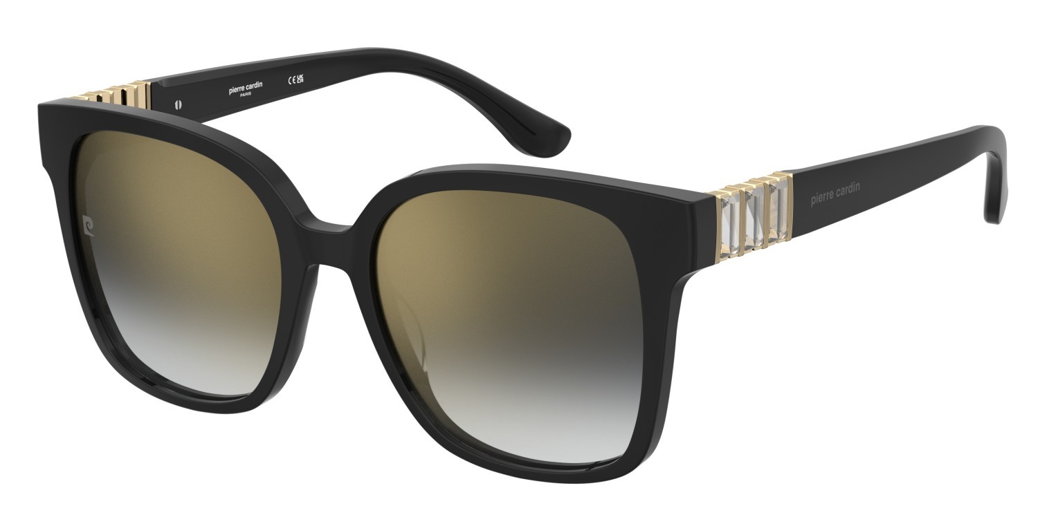 Sunglasses Pierre Cardin P.c. 8537/S 207706 807 FQ color black shape square lenses grey shaded gold mirror