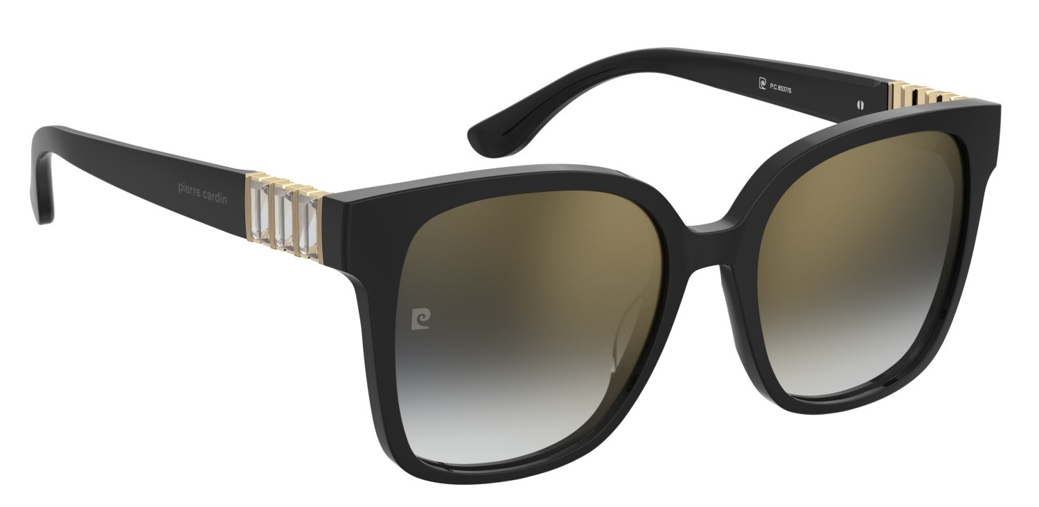 Sunglasses Pierre Cardin P.c. 8537/S 207706 807 FQ color black shape square lenses grey shaded gold mirror