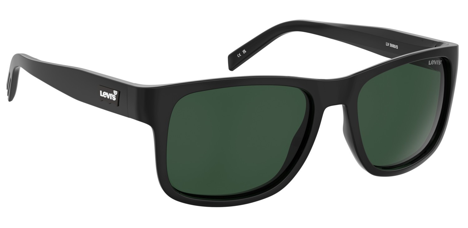 Occhiali da sole Levi's Lv 5080/S 207712 SUB UC colore black matte black forma rettangolare lenti green polarized