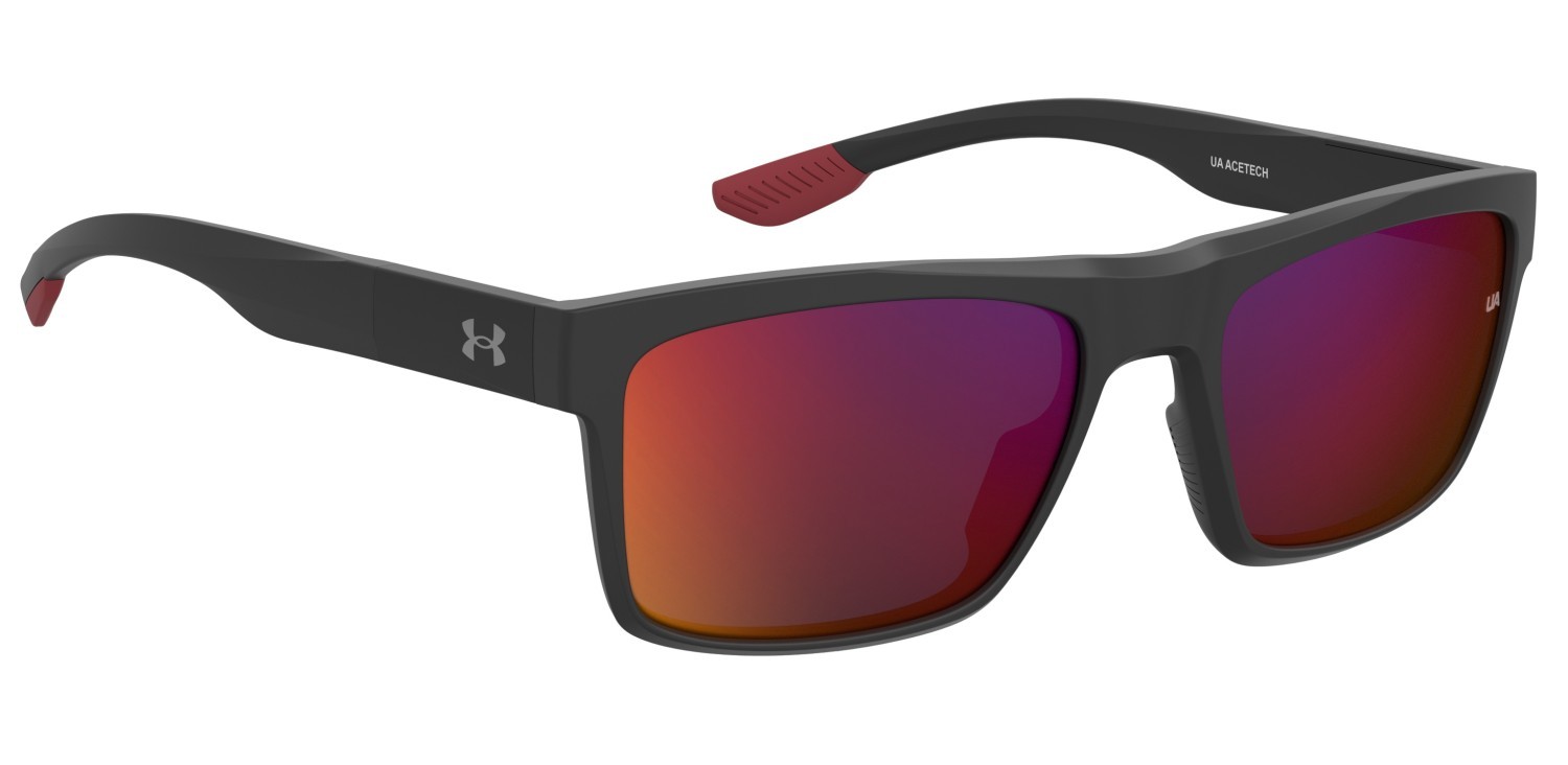 Sunglasses Under Armour Ua Acetech 207714 BLX MI color matte black red shape rectangle lenses grey infrared