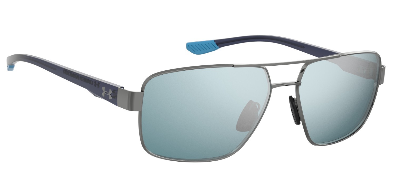Occhiali da sole Under Armour Ua Takeoff/G 207716 5UV 61 colore dark ruthenium blue forma rettangolare lenti blue flash