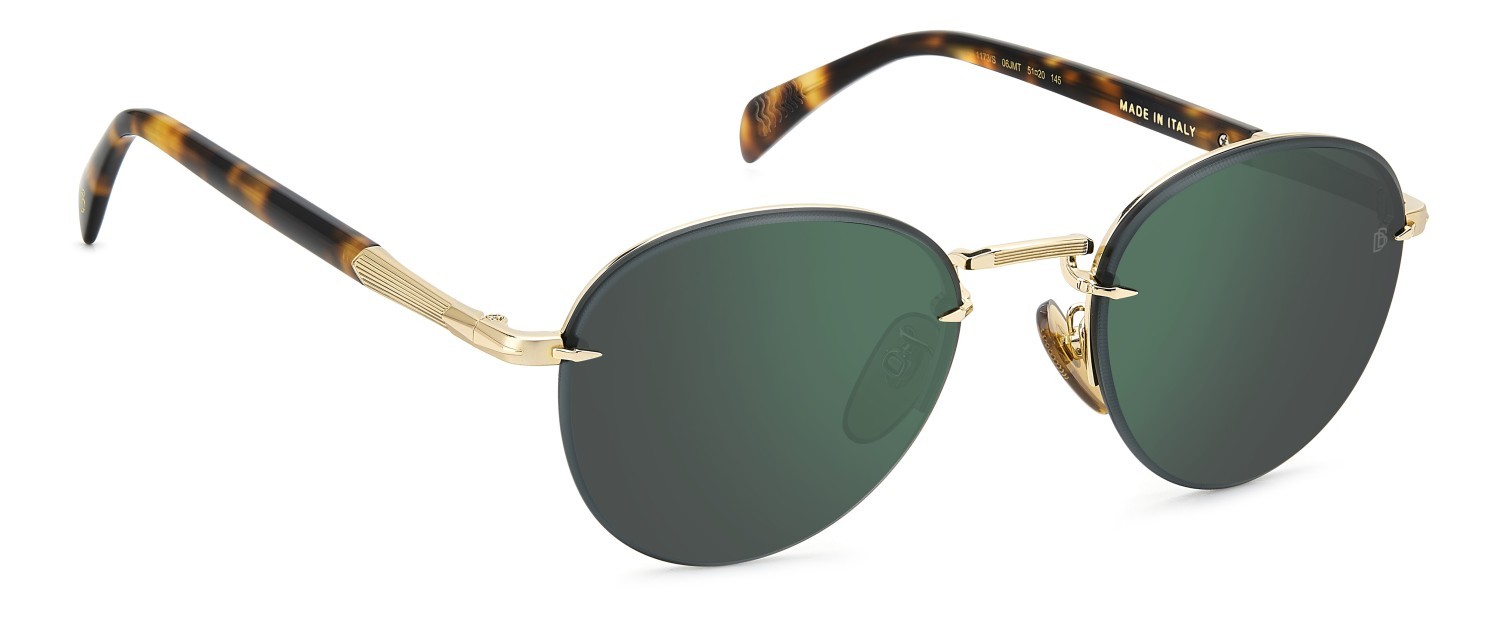 Sunglasses David Beckham Db 1173/S 207745 06J MT color gold havana shape pantos lenses green mirror