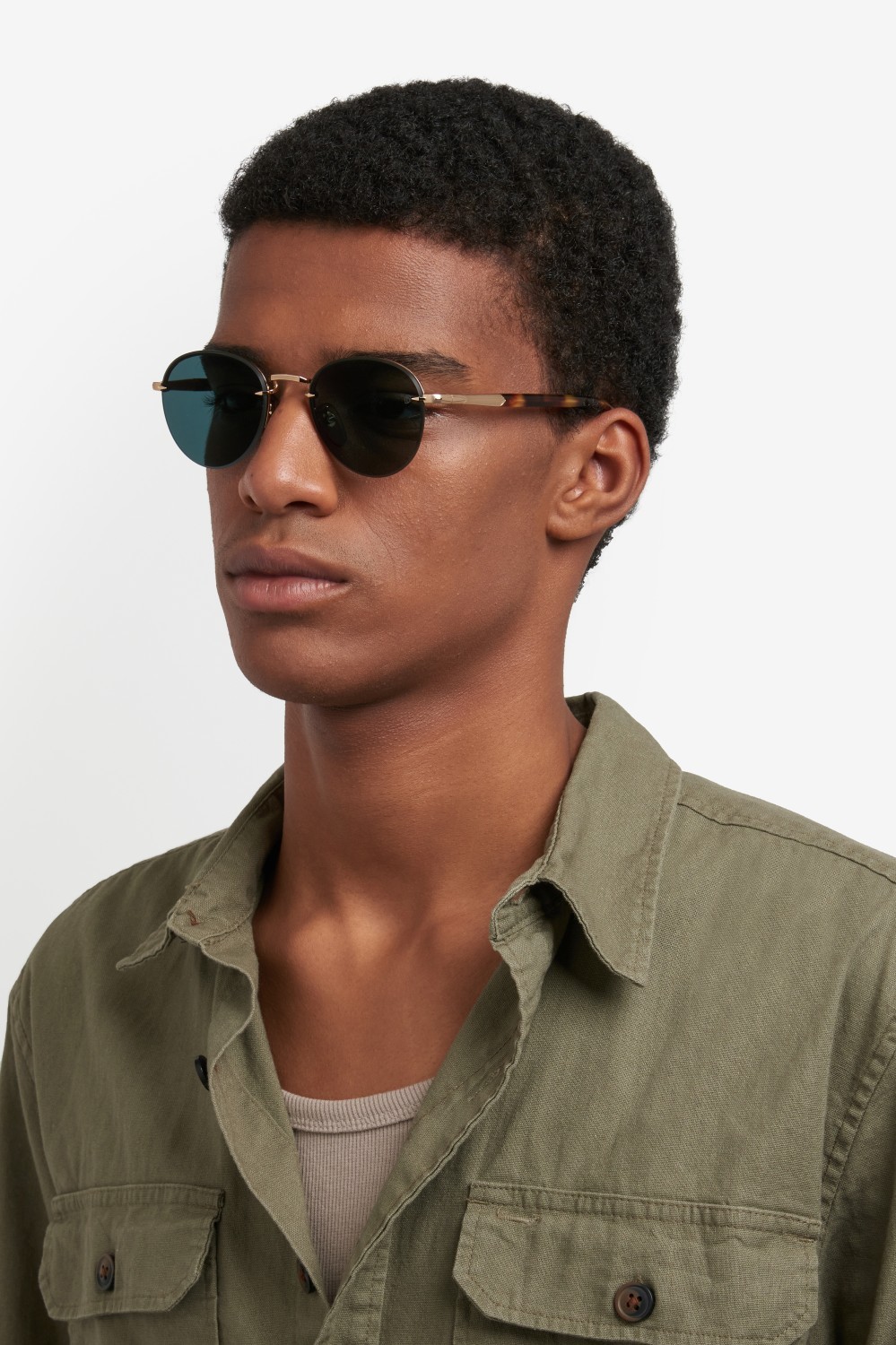 Sunglasses David Beckham Db 1173/S 207745 06J MT color gold havana shape pantos lenses green mirror