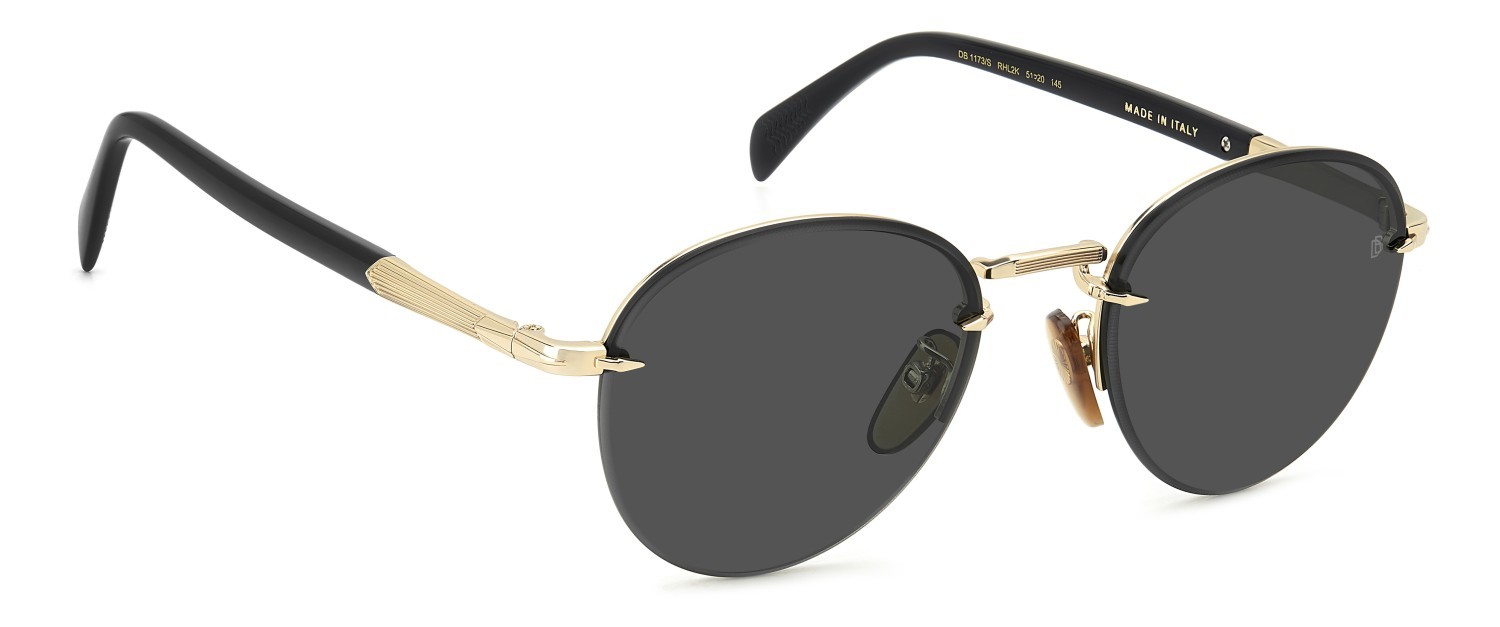 Sunglasses David Beckham Db 1173/S 207745 RHL 1V color gold black_ shape pantos lenses blue shaded gold mirror