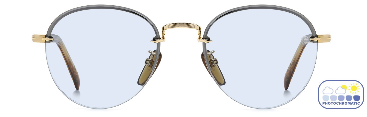 Sunglasses David Beckham Db 1173/S 207745 T5U QZ color gold brown horn shape pantos lenses azure photocromatic