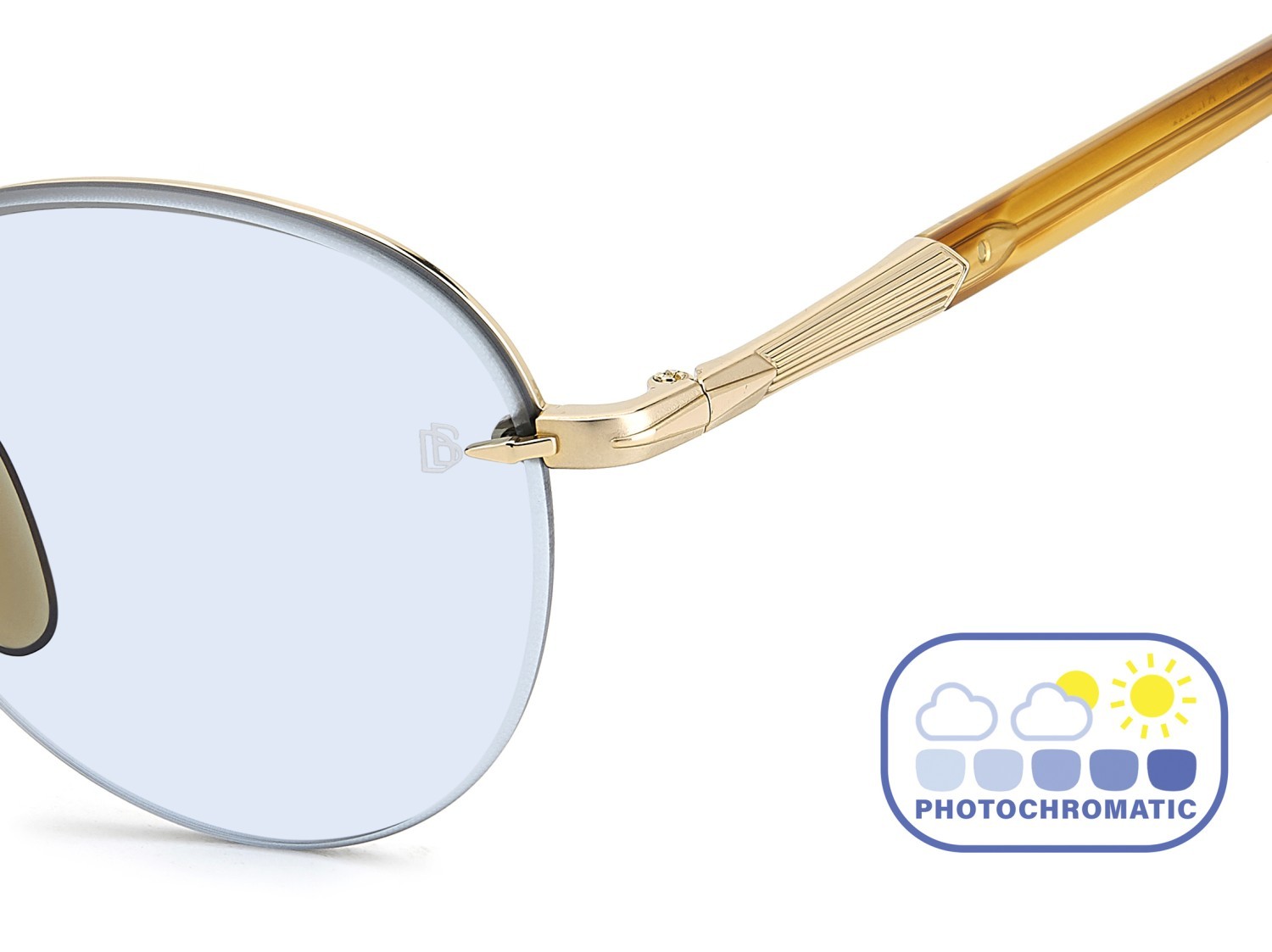 Sunglasses David Beckham Db 1173/S 207745 T5U QZ color gold brown horn shape pantos lenses azure photocromatic