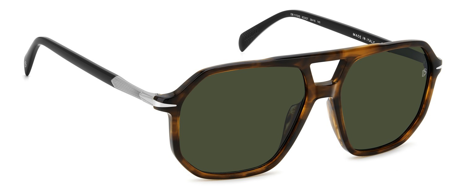 Sunglasses David Beckham Db 1172/S 207747 6C5 QT color brown horn ruthenium shape navigator lenses green