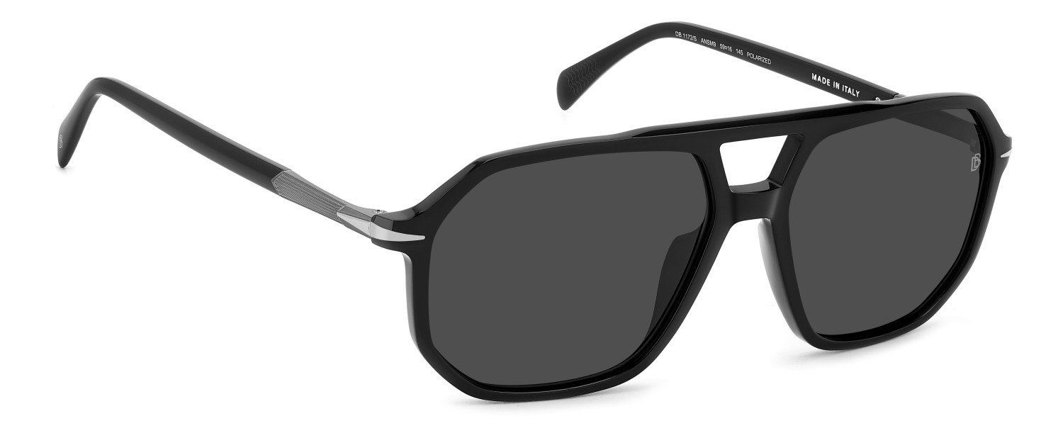 Sunglasses David Beckham Db 1172/S 207747 ANS M9 color black dark ruthenium shape navigator lenses grey polarized