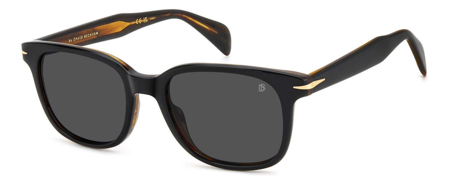 Sunglasses David Beckham Db 1177/S 207748 05K 2K color black striped brown shape rectangle lenses grey antireflex