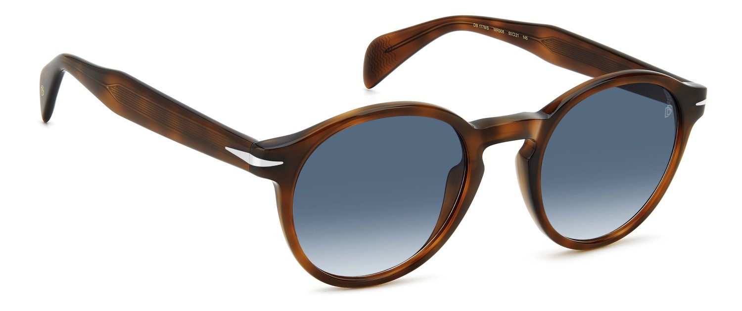 Sunglasses David Beckham Db 1178/S 207749 WR9 08 color brown havana shape pantos lenses dk blue shaded
