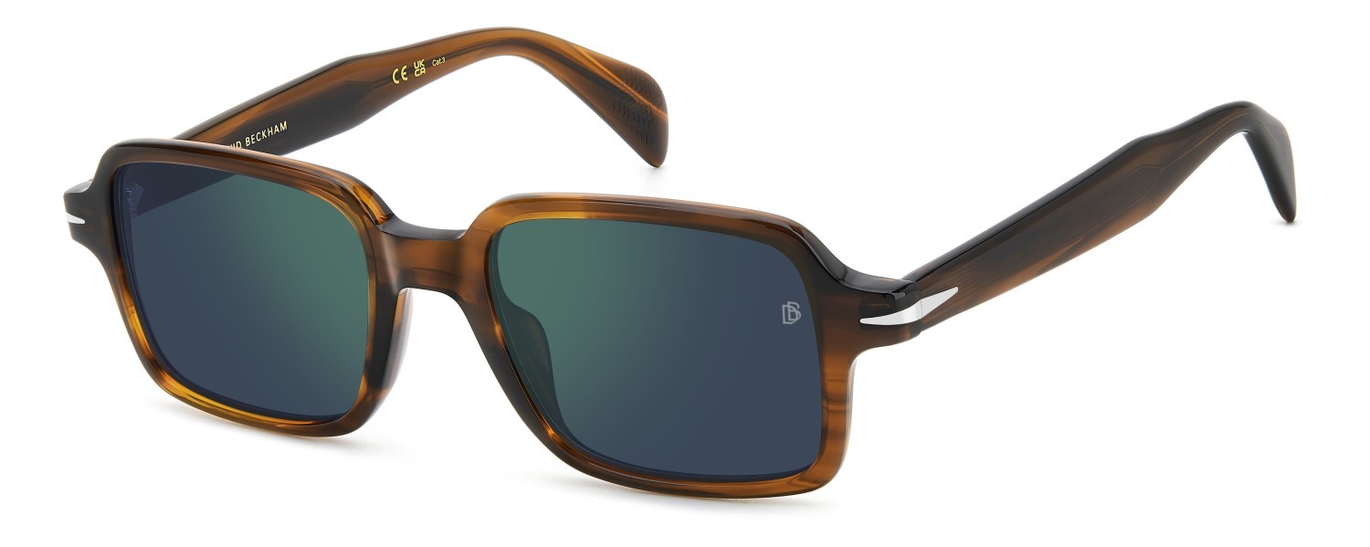 Sunglasses David Beckham Db 1179/S 207750 EX4 MT color brown horn shape rectangle lenses green mirror